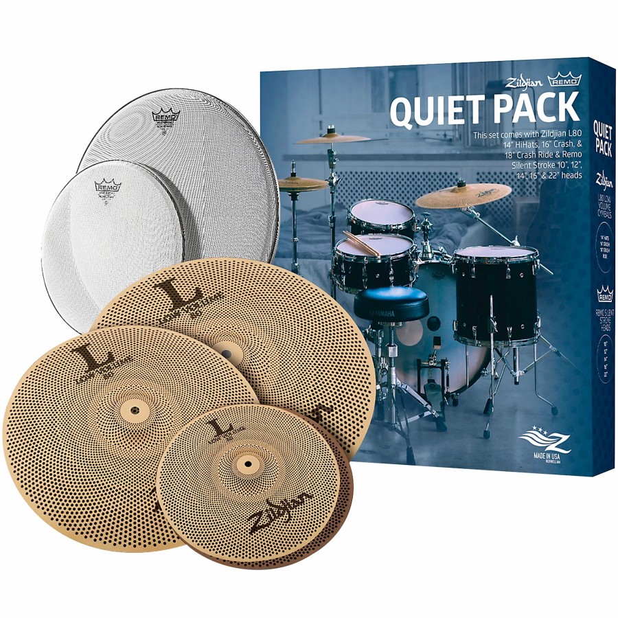 Drums Zildjian Cymbal Packs | Zildjian Lv468Rh Low Volume Cymbal Pack With Remo Silentstroke Heads