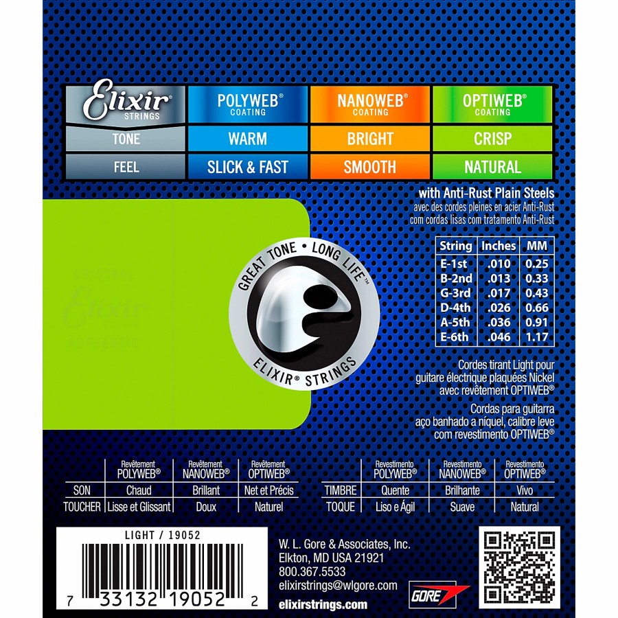 Guitars Elixir Guitar Strings | Elixir Electric Guitar Strings With Optiweb Coating, Light (.010-.046)