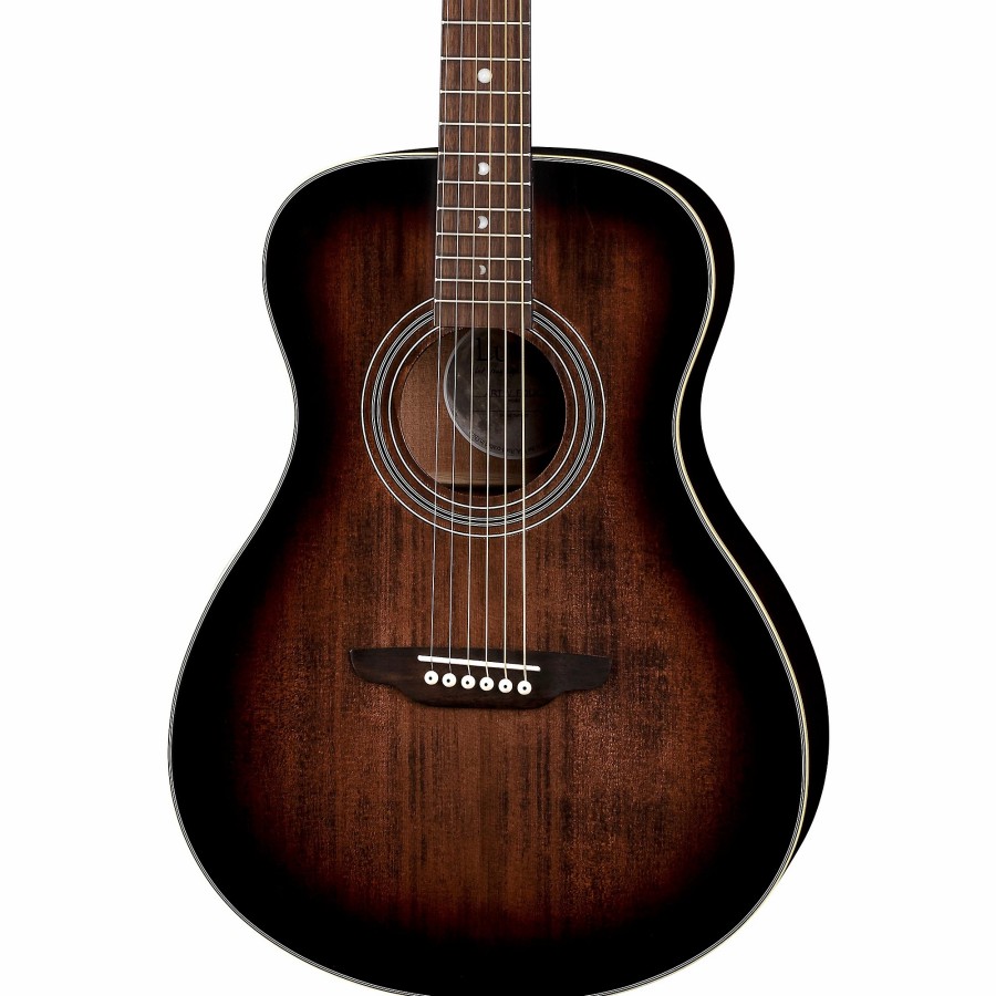 Guitars Luna Left Handed | Luna Art Vintage Folk Solid Top Left-Handed Acoustic Guitar Distressed Vintage Brownburst