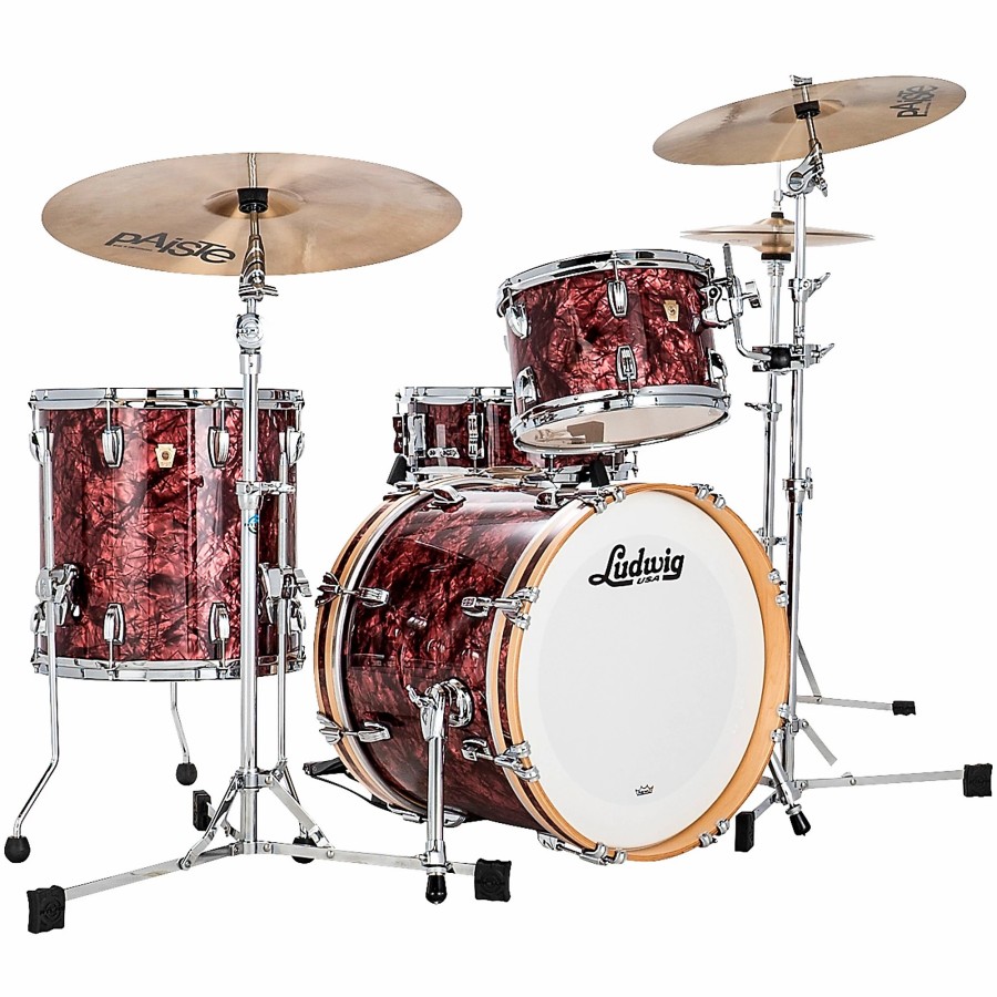 Drums Ludwig Drum Sets | Ludwig Classic Maple 3-Piece Jazzette Shell Pack With 18" Bass Drum Burgundy Pearl