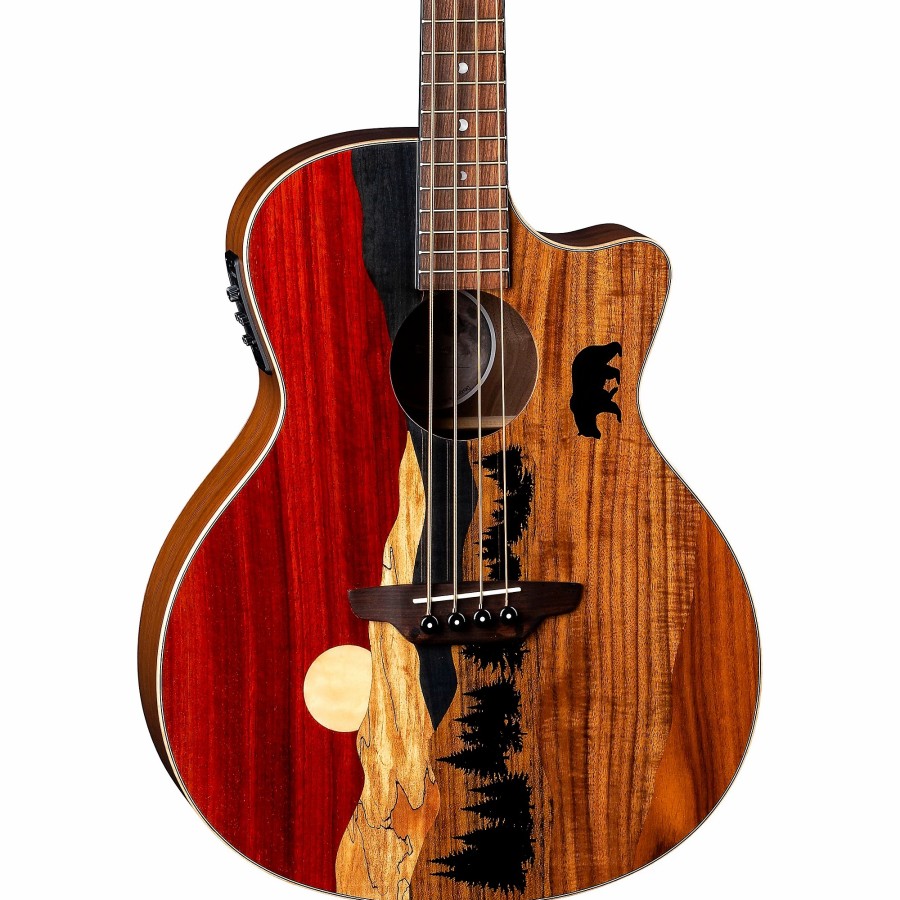 Basses Luna Fretted | Luna Vista Bear Tropical Wood Acoustic-Electric Bass Gloss Natural