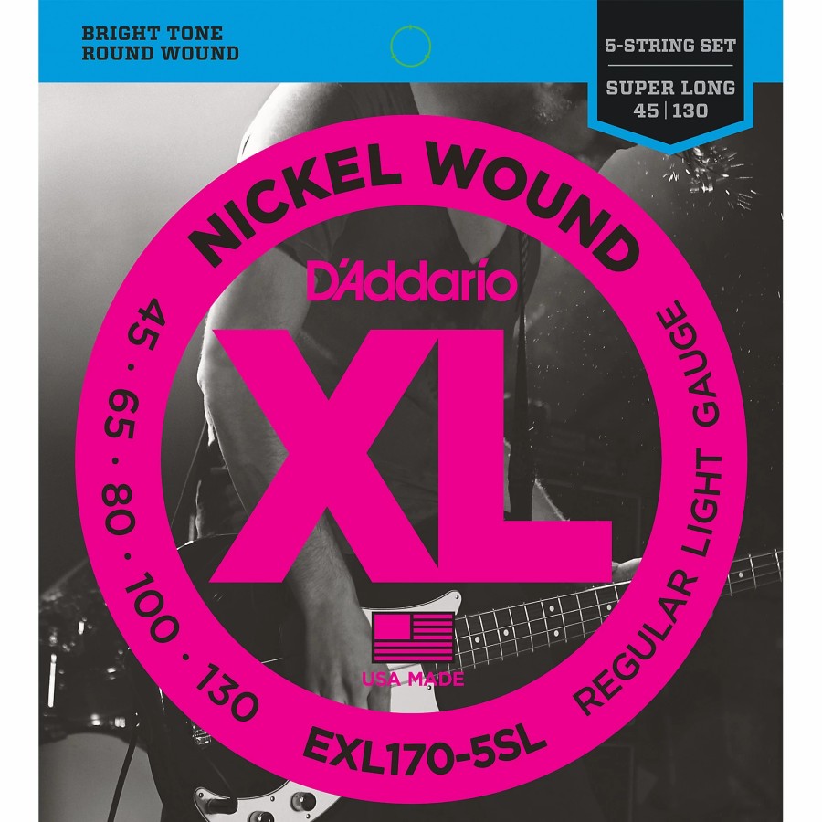 Basses D'Addario Bass Guitar Strings | D'Addario Exl170-5Sl Regular Light Nickel Wound Super Long Scale 5-String Bass Strings