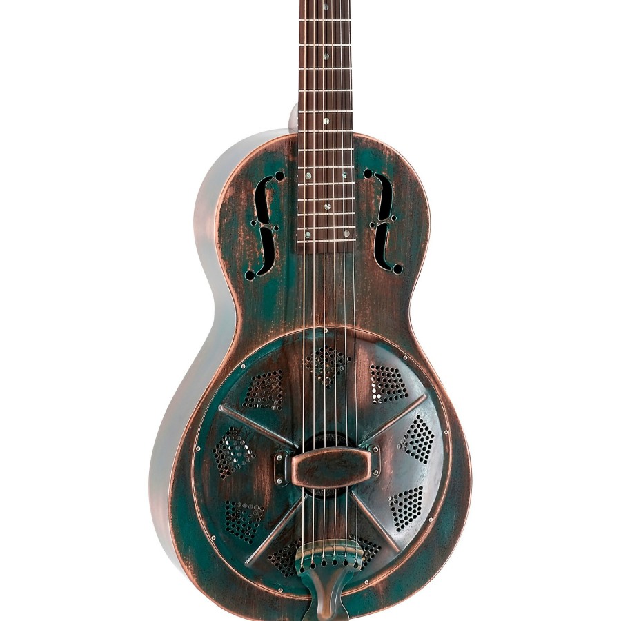 Guitars Recording King | Recording King Rm-993 Metal Body Parlor Resonator Guitar Distressed Vintage Green