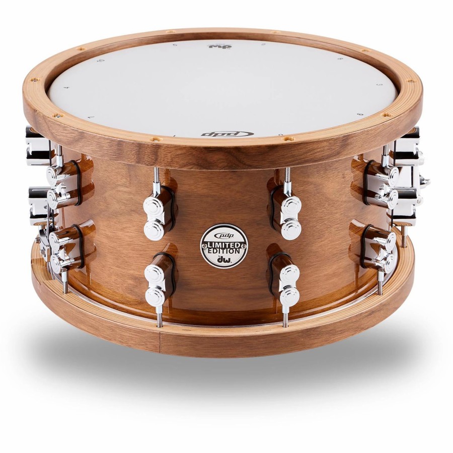 Drums PDP by DW Snare Drums | Pdp By Dw Limited-Edition Dark Stain Maple And Walnut Snare With Walnut Hoops And Chrome Hardware 14 X 7.5 In.