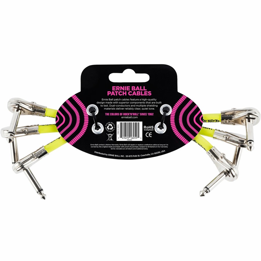 Guitars Ernie Ball Instrument Cables | Ernie Ball Pancake Patch Cable 6 In. Black