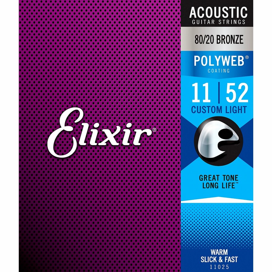 Guitars Elixir Guitar Strings | Elixir 80/20 Bronze Acoustic Guitar Strings With Polyweb Coating, Custom Light (.011-.052)