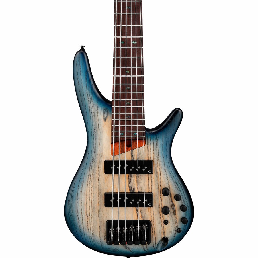 Basses Ibanez 6+ String | Ibanez Sr606E 6-String Electric Bass Cosmic Blue Starburst Flat