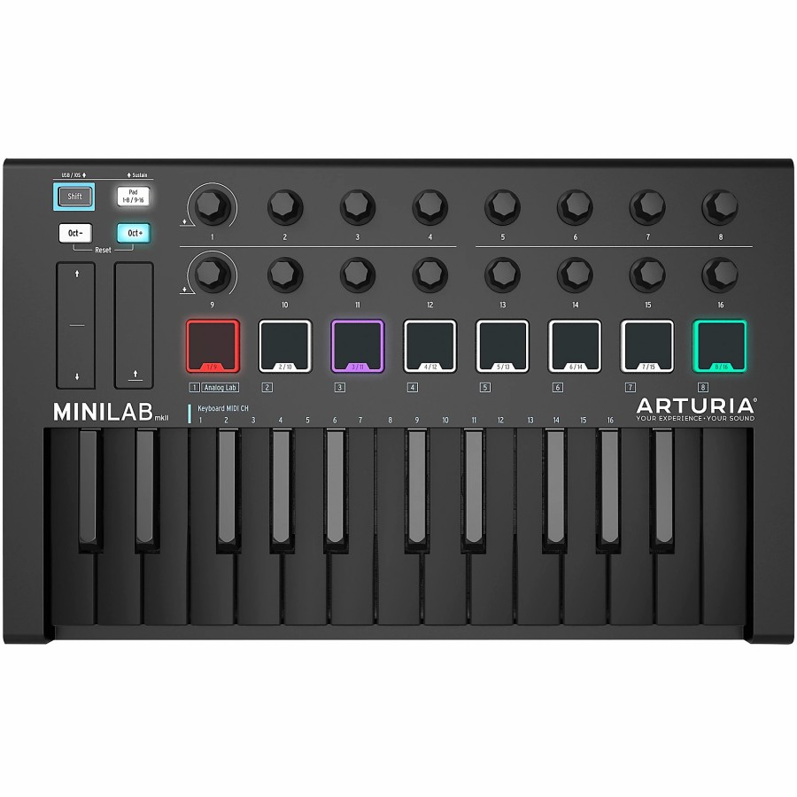 Keyboards & Midi Arturia Midi Controllers | Arturia Minilab Mkii Mini Hybrid Keyboard Controller Deep Black