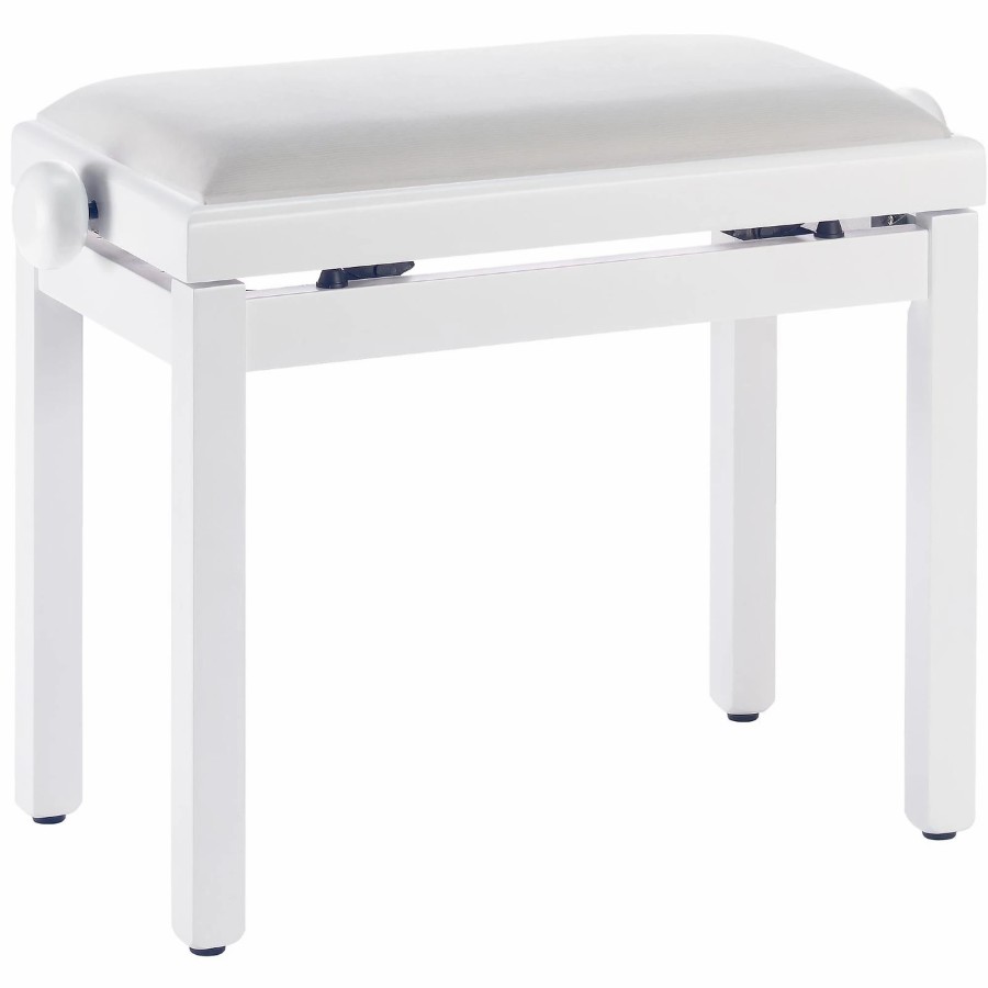 Keyboards & Midi Stagg Benches & Stools | Stagg White Piano Bench With A White Velvet Top