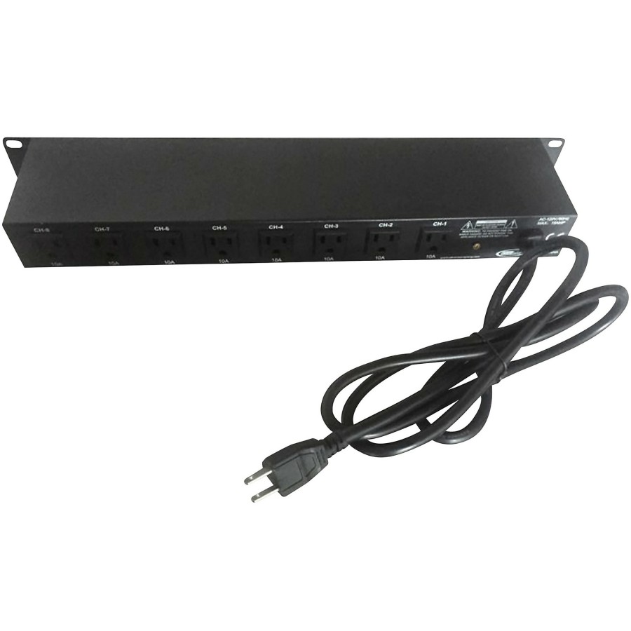 Live Sound Eliminator Lighting | Eliminator Lighting E107Usb Professional 8-Channel Ac Power Strip With Usb