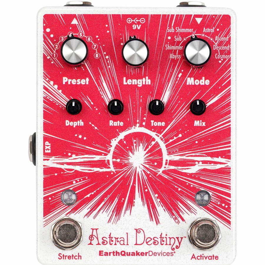 Amps & Effects EarthQuaker Devices Delay & Reverb | Earthquaker Devices Astral Destiny Modulated Octave Reverb Effects Pedal Red