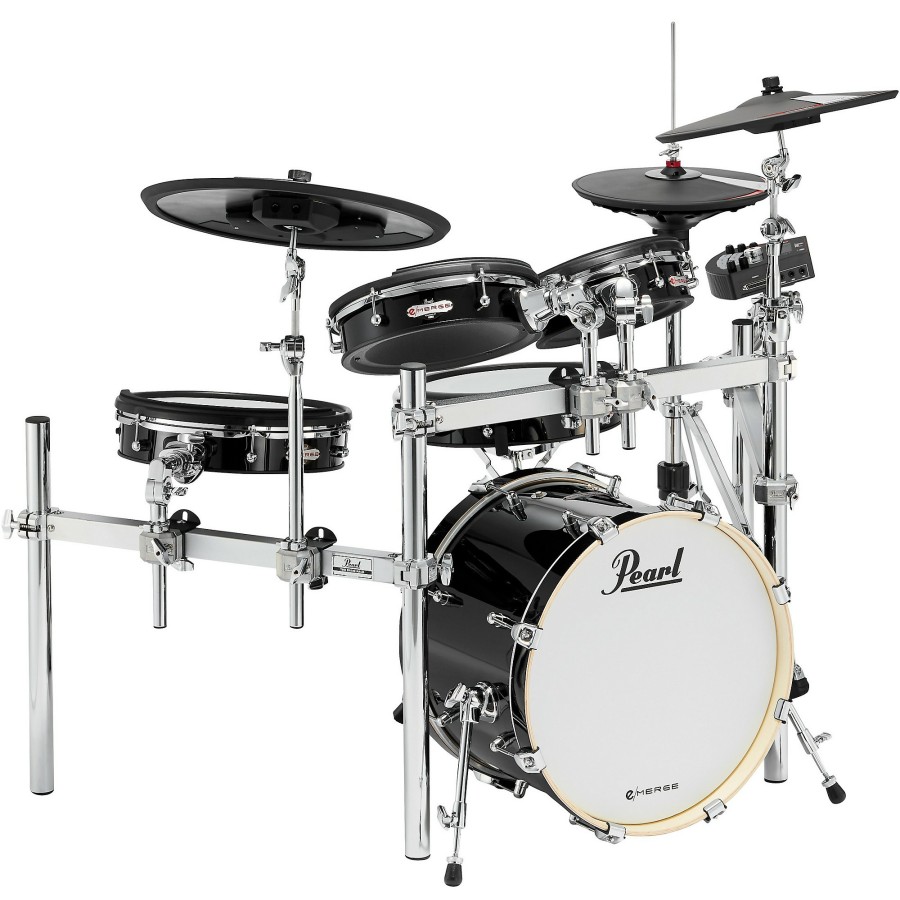 Drums Pearl Electronic Drum Sets | Pearl E/Merge E/Hybrid Electronic Drum Set Powered By Korg Jet Black