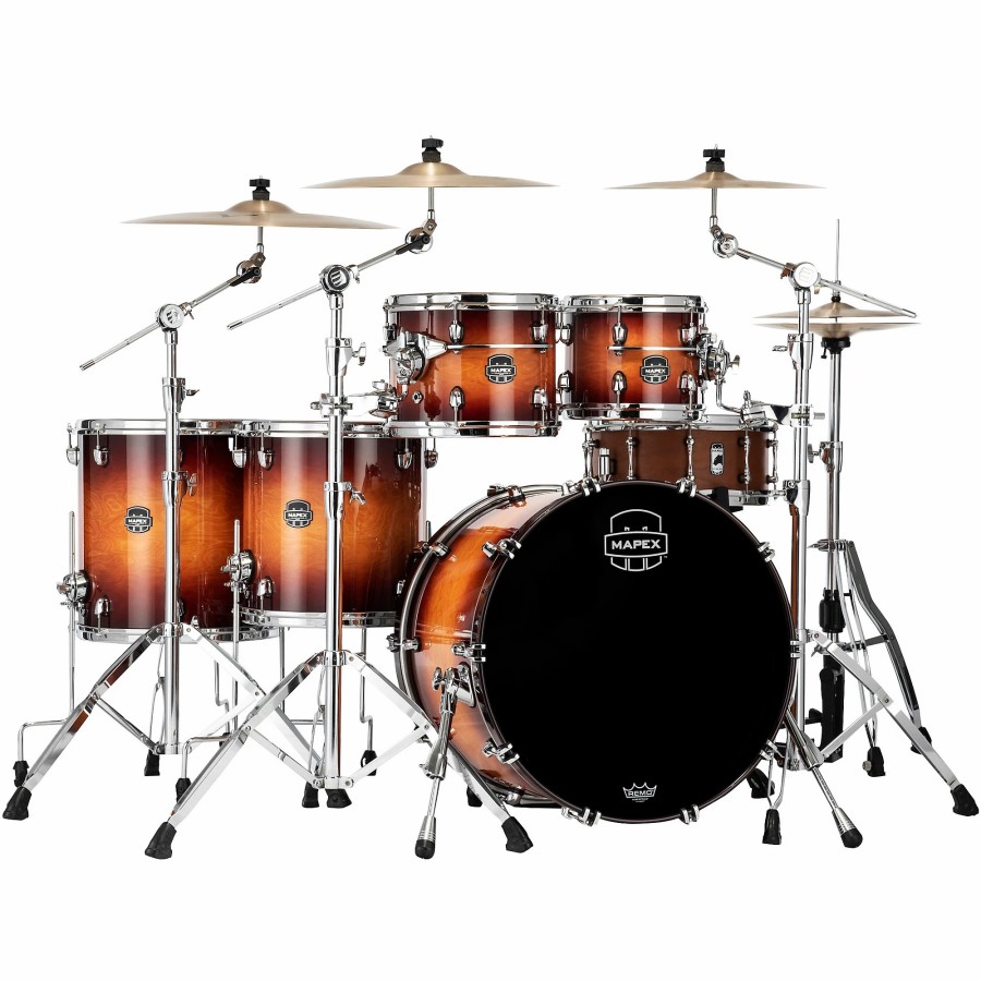 Drums Mapex Drum Sets | Mapex Saturn Evolution Workhorse Maple 5-Piece Shell Pack With 22" Bass Drum Exotic Sunburst