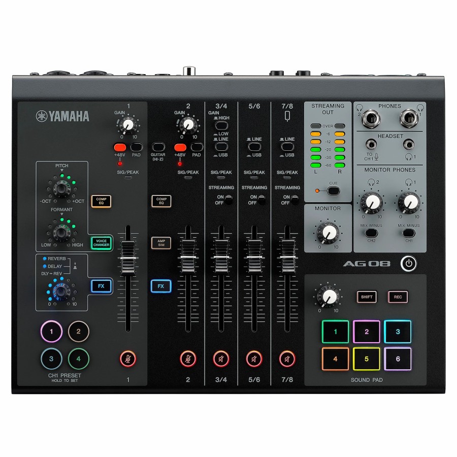 Recording Yamaha | Yamaha Ag08 8-Channel Mixer/Usb Interface For Mac/Pc Black