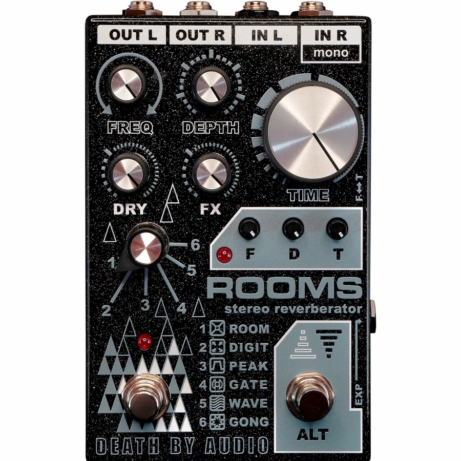 Amps & Effects Death By Audio Delay & Reverb | Death By Audio Rooms Stereo Reverb Effects Pedal Black Sparkle