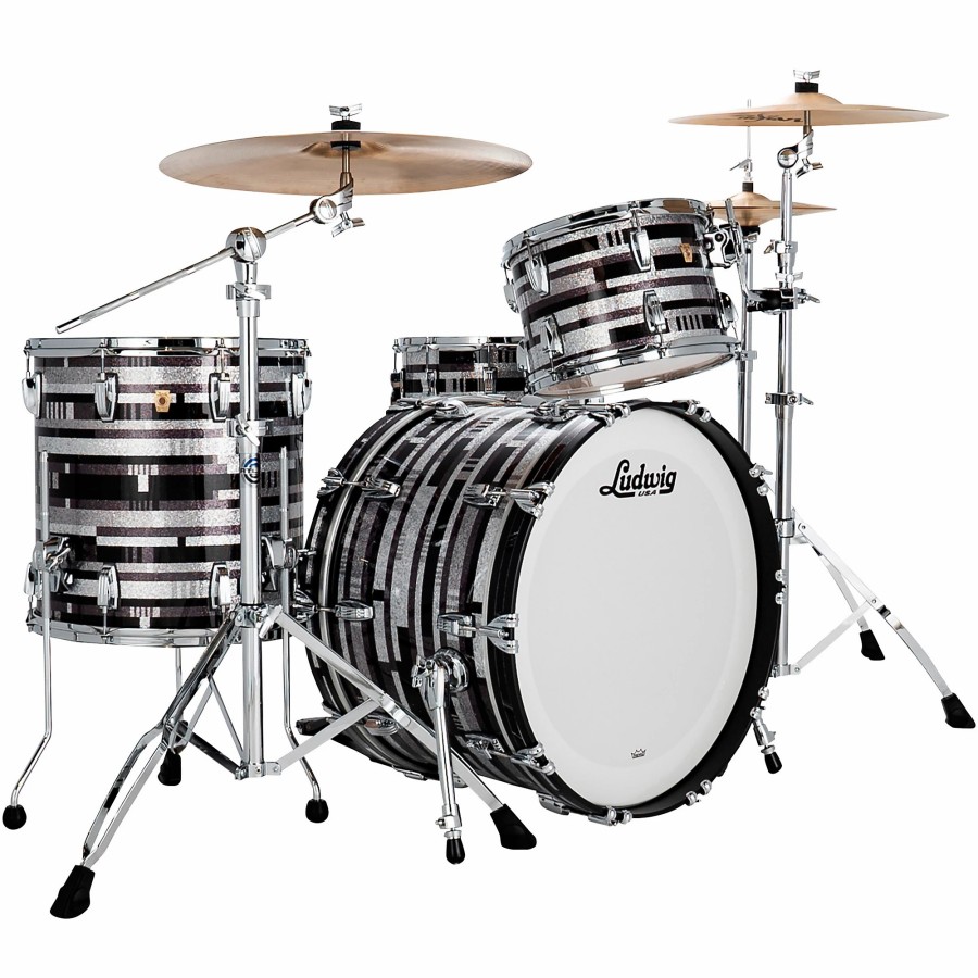 Drums Ludwig Drum Sets | Ludwig Classic Maple 3-Piece Fab Shell Pack With 22" Bass Drum Digital Sparkle