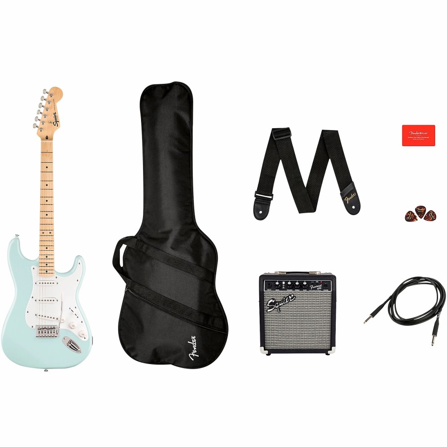 Guitars Squier | Squier Sonic Stratocaster Limited-Edition Maple Fingerboard Electric Guitar Pack With Fender Frontman 10G Amp Sonic Blue