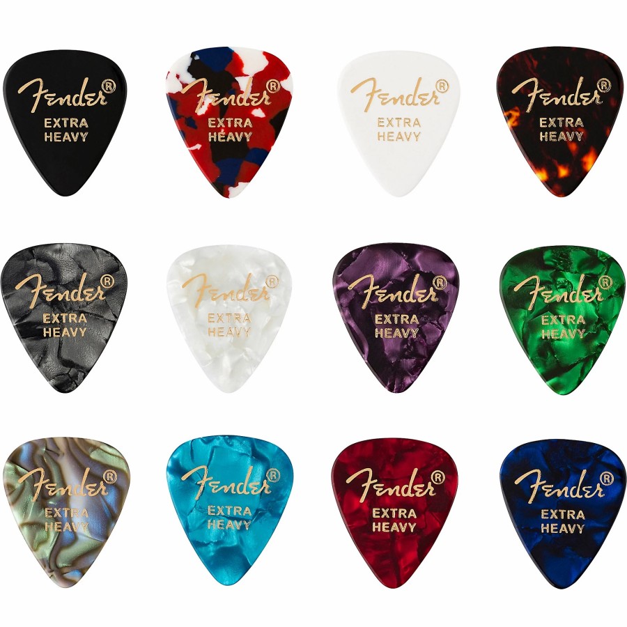 Guitars Fender Guitar Picks | Fender 351 Shape Celluloid Medley Guitar Picks Extra Heavy 12 Pack