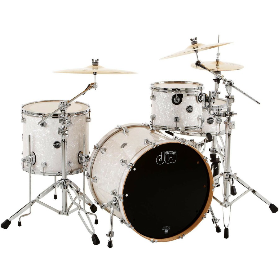 Drums DW Drum Sets | Dw Performance Series 4-Piece Shell Pack White Marine Finish Chrome Hardware