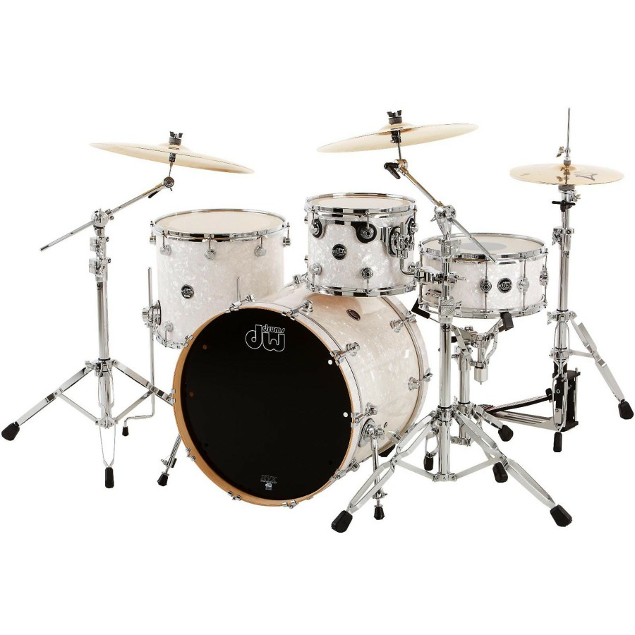 Drums DW Drum Sets | Dw Performance Series 4-Piece Shell Pack White Marine Finish Chrome Hardware