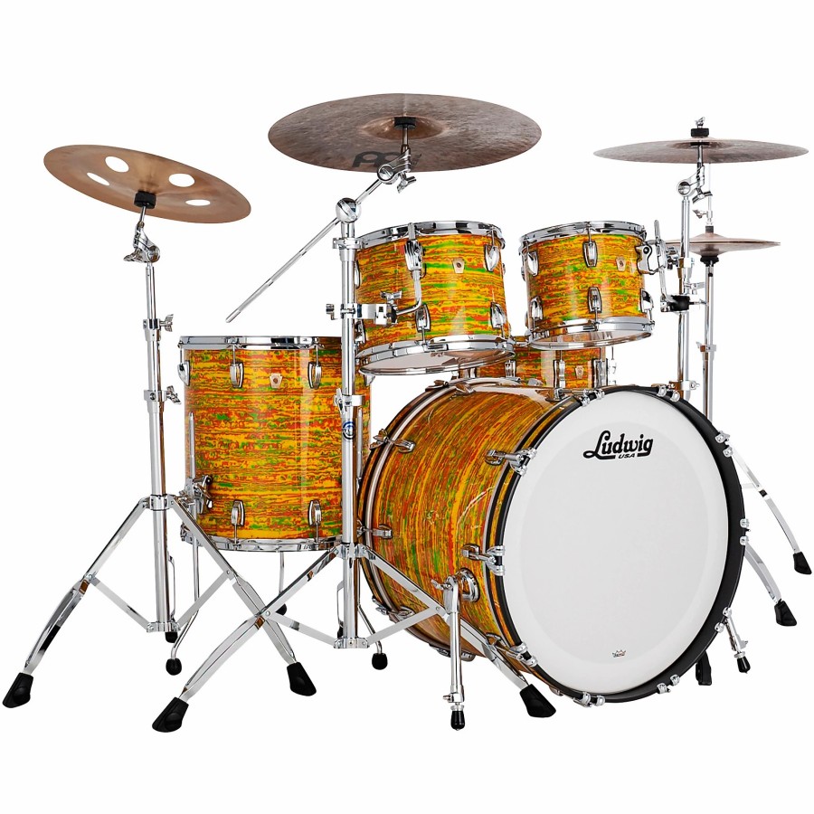 Drums Ludwig Drum Sets | Ludwig Classic Maple 4-Piece Mod Shell Pack With 22" Bass Drum Citrus Mod