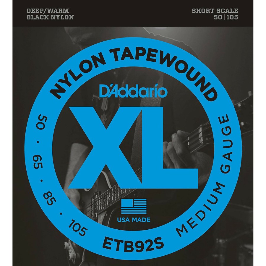 Basses D'Addario Bass Guitar Strings | D'Addario Etb92S Black Nylon Tapewound Short Scale Bass Strings