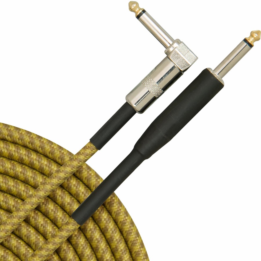 Guitars Musician's Gear Instrument Cables | Musician'S Gear Tweed Right Angle Instrument Cable Gold 20 Ft.