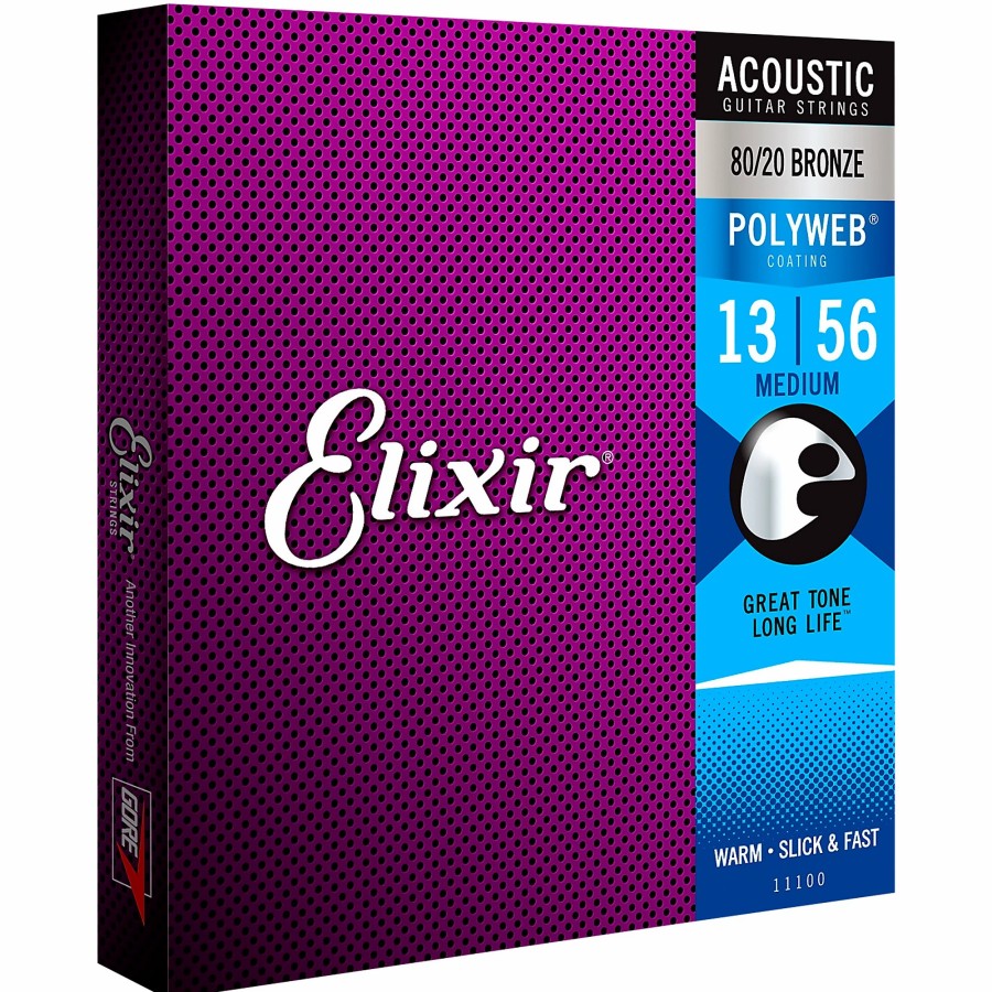 Guitars Elixir Guitar Strings | Elixir Medium Polyweb Acoustic Guitar Strings