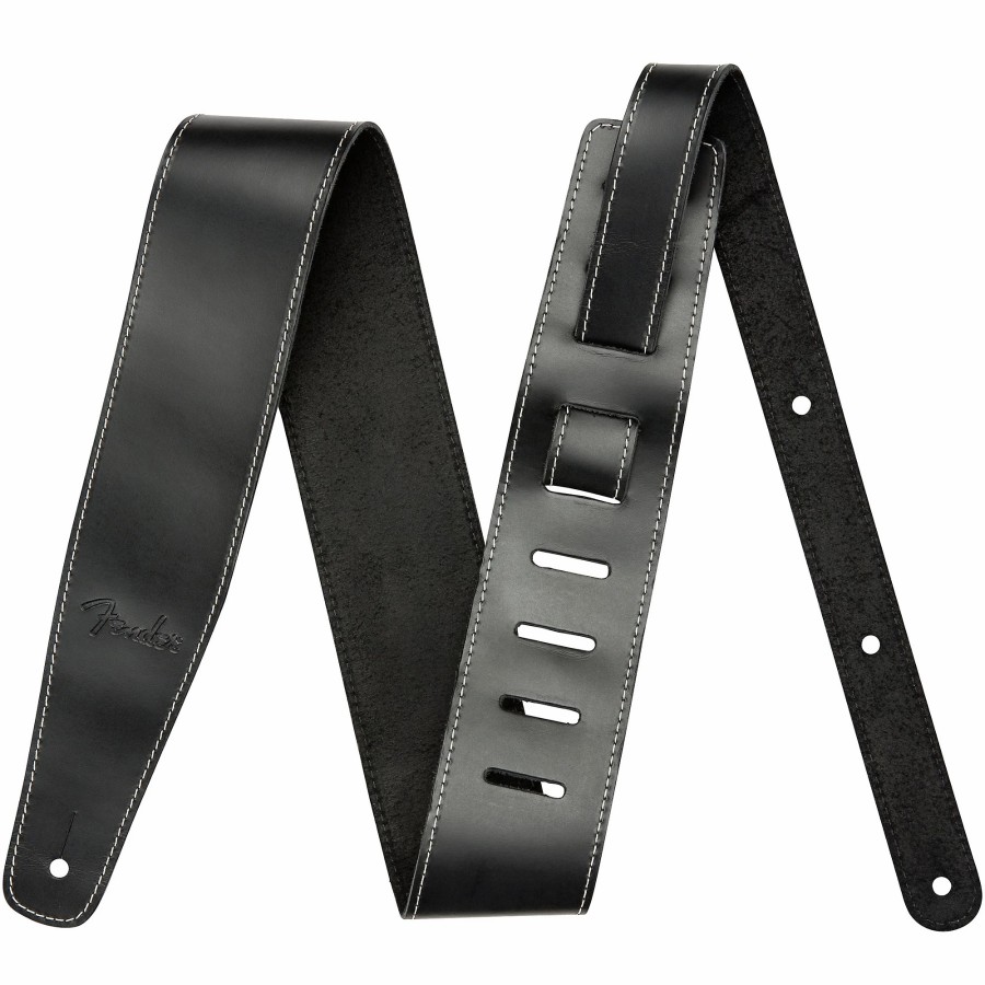 Basses Fender Fretted Instrument Accessories & Parts | Fender Broken-In Leather Strap Black 2.5 In.