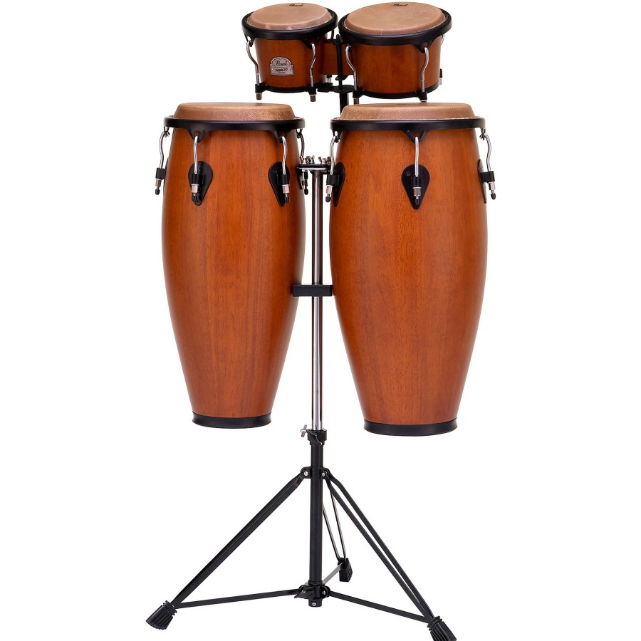 Drums Pearl | Pearl Primero Conga And Bongo Set With Stand In Mahogany Satin Stain