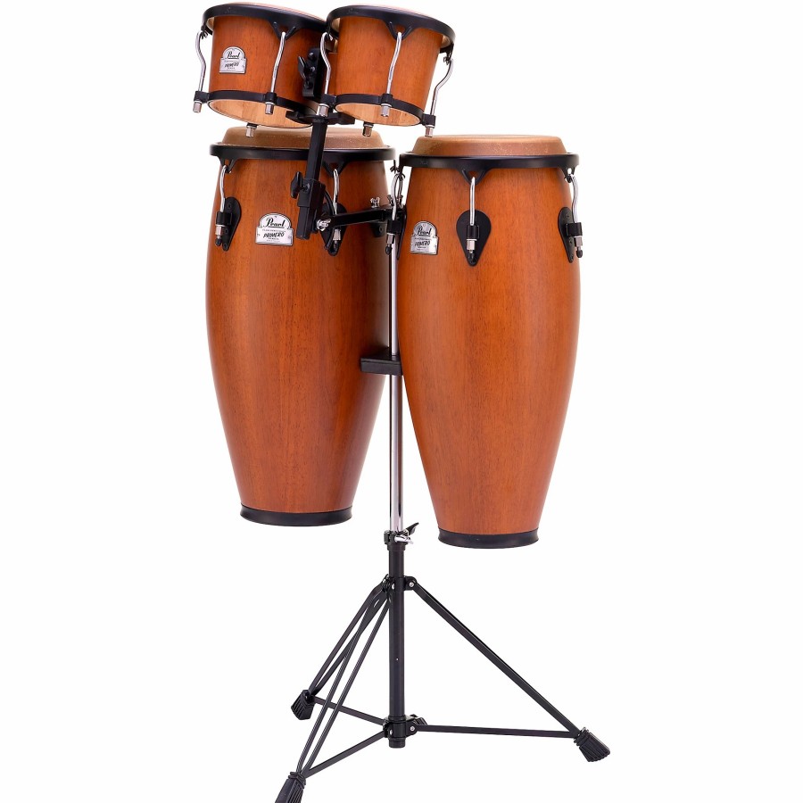 Drums Pearl | Pearl Primero Conga And Bongo Set With Stand In Mahogany Satin Stain