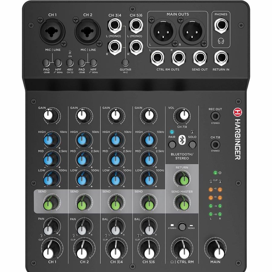 Recording Harbinger | Harbinger Lv8 8-Channel Analog Mixer With Bluetooth