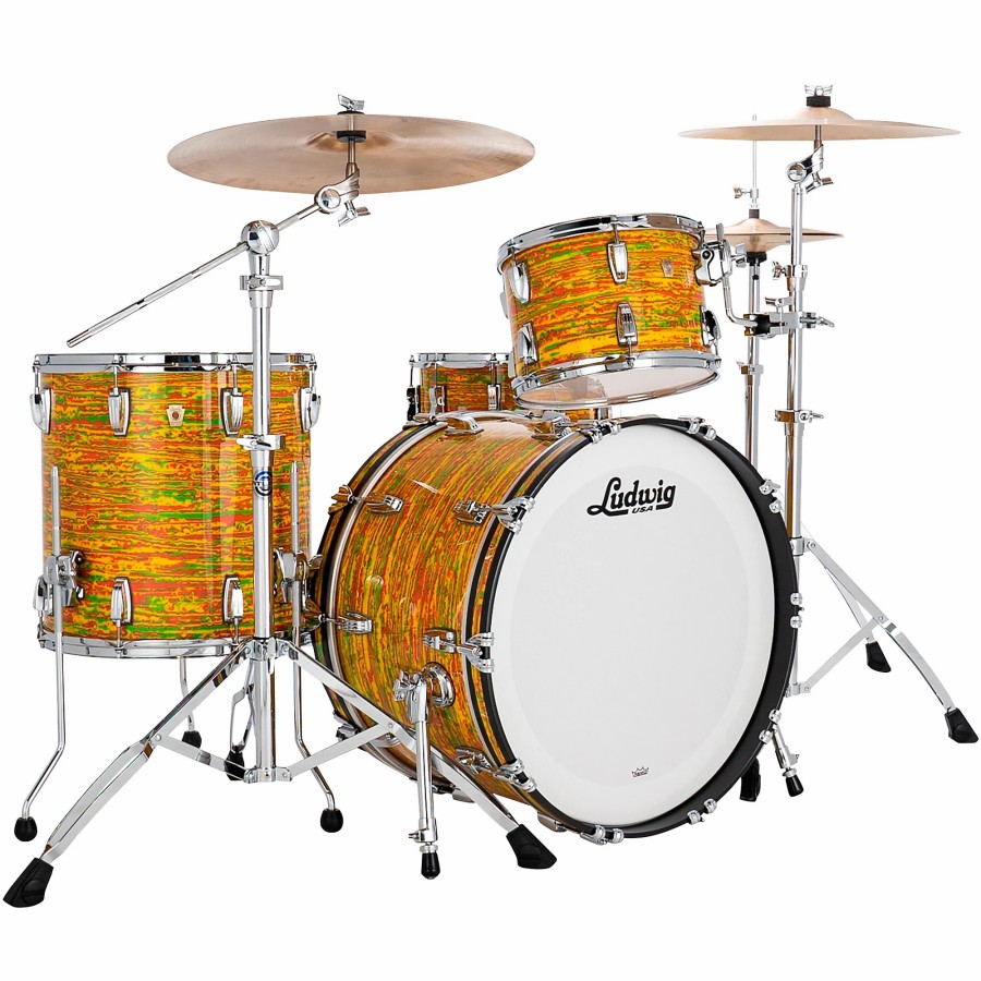 Drums Ludwig Drum Sets | Ludwig Classic Maple 3-Piece Fab Shell Pack With 22" Bass Drum Citrus Mod