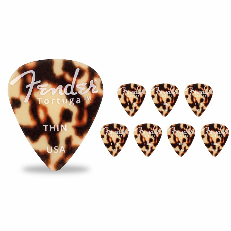 Guitars Fender Guitar Picks | Fender 351 Shape Tortuga Ultem Guitar Picks (8-Pack), Tortoise Shell Thin