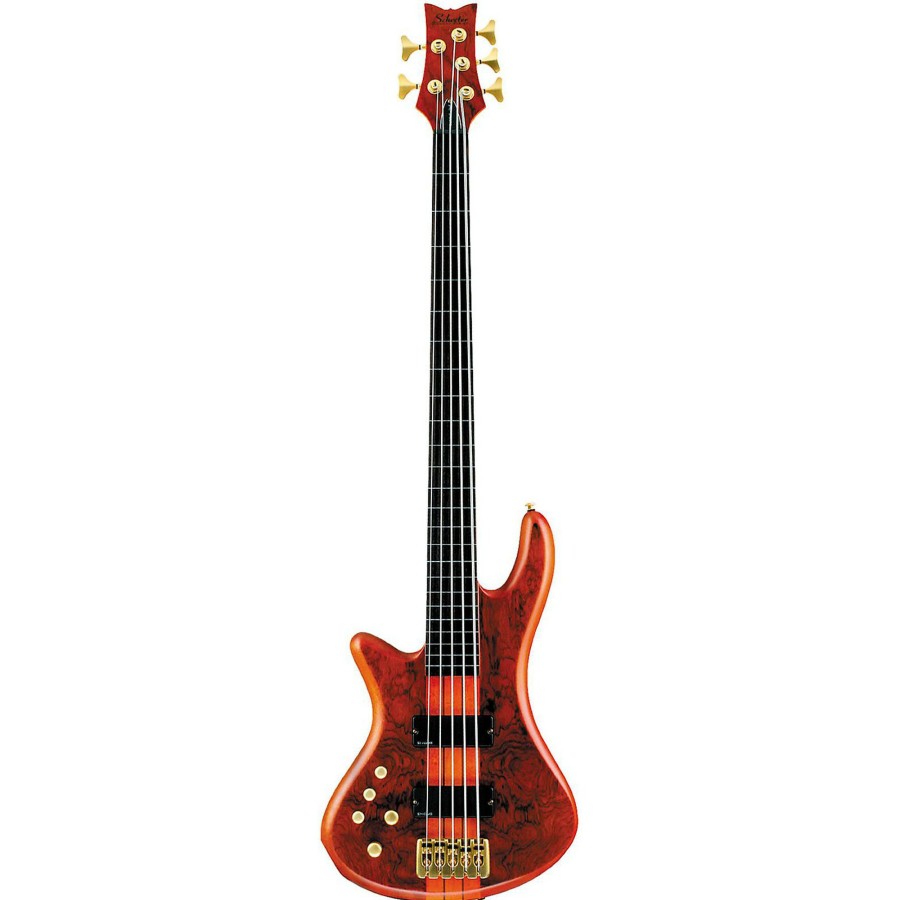 Basses Schecter Guitar Research Left-Handed | Schecter Guitar Research Stiletto Studio-5 Left-Handed Bass Satin Honey