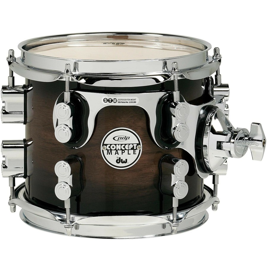 Drums PDP by DW Mounted Toms | Pdp By Dw Concept Exotic Series Walnut To Charcoal Burst, Suspended Tom 8 X 7 In.