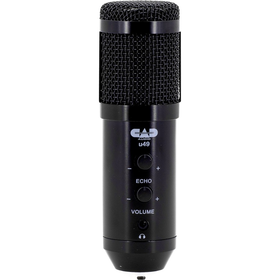 Mics & Wireless CAD | Cad U49 Usb Side-Address Studio Microphone With Headphone Monitor And Echo Effects Black