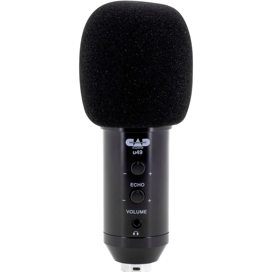 Mics & Wireless CAD | Cad U49 Usb Side-Address Studio Microphone With Headphone Monitor And Echo Effects Black