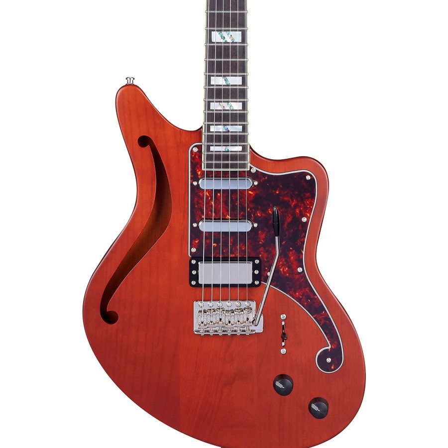 Guitars D'Angelico Hollow & Semi-Hollow Body | D'Angelico Deluxe Series Bedford Sh Electric Guitar With Usa Seymour Duncan Pickups And Wilkinson Tremolo Matte Walnut