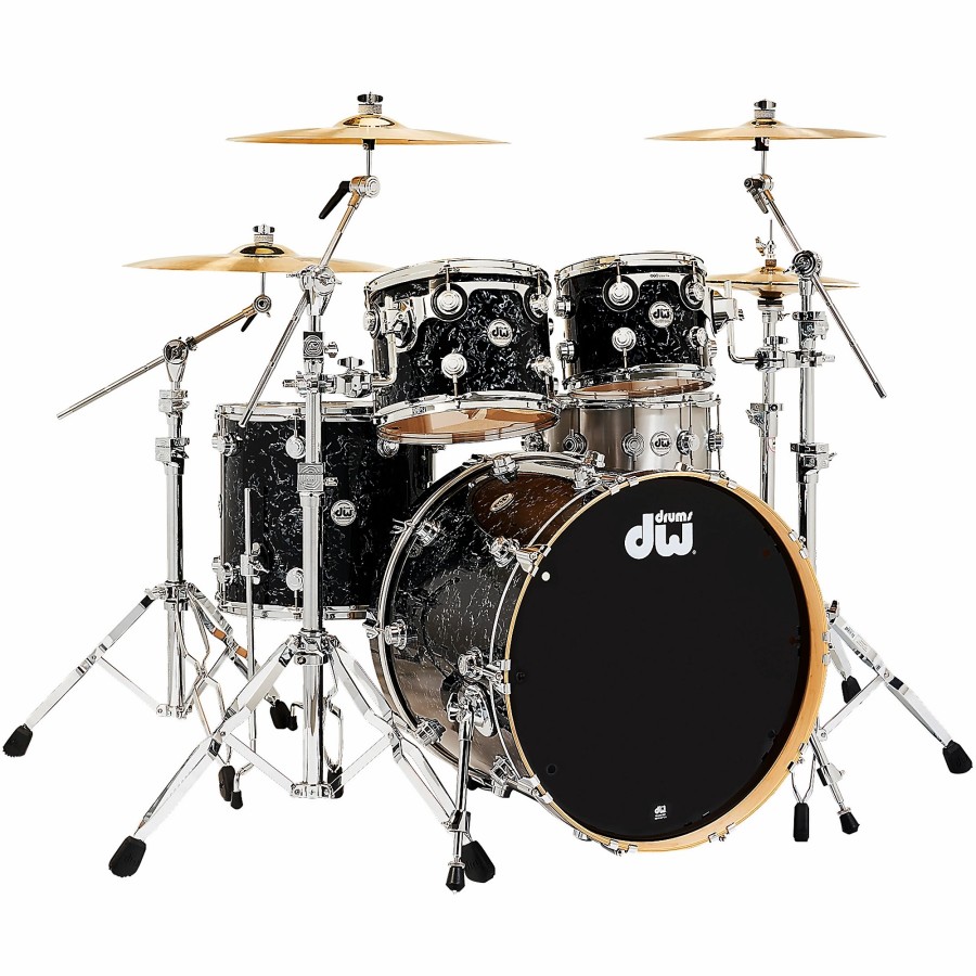 Drums DW Drum Sets | Dw Collectors Series 4-Piece Ssc Maple Shell Pack With Chrome Hardware Black Velvet