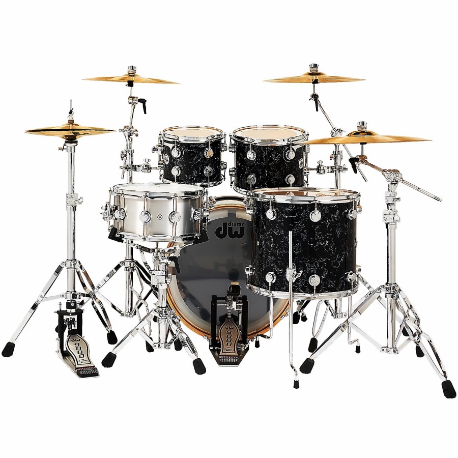 Drums DW Drum Sets | Dw Collectors Series 4-Piece Ssc Maple Shell Pack With Chrome Hardware Black Velvet