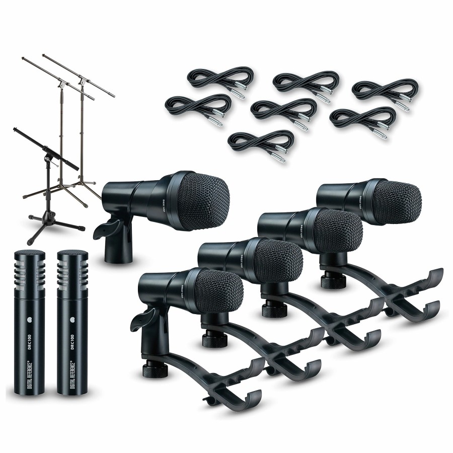 Mics & Wireless Digital Reference | Digital Reference Drdk7 7-Piece Drum Mic Kit Cable And Stand Package