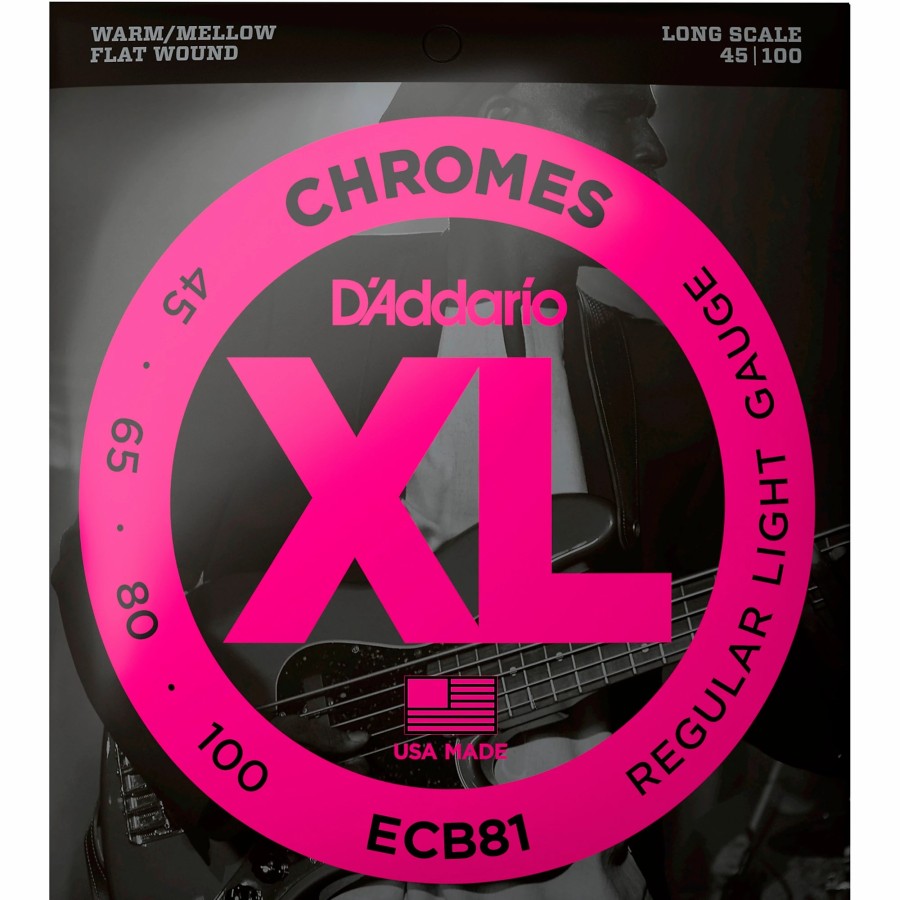 Basses D'Addario Bass Guitar Strings | D'Addario Ecb81 Xl Chromes Flatwound Bass Strings