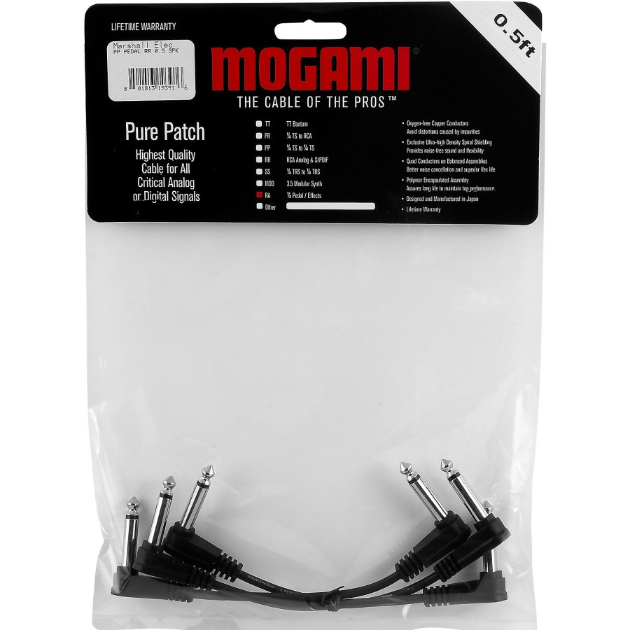 Guitars Mogami Instrument Cables | Mogami Pure Patch Pedal/Effects Cables 3-Pack 6 In.