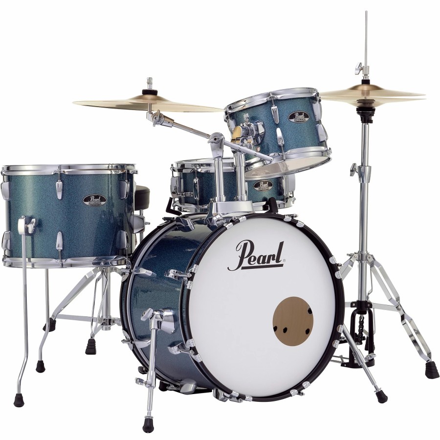 Drums Pearl Drum Sets | Pearl Roadshow 4-Piece Jazz Drum Set Aqua Blue Glitter