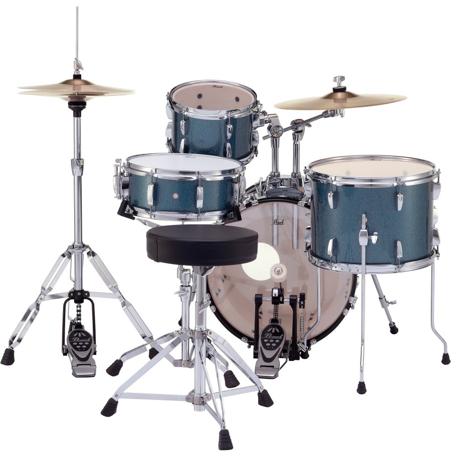 Drums Pearl Drum Sets | Pearl Roadshow 4-Piece Jazz Drum Set Aqua Blue Glitter