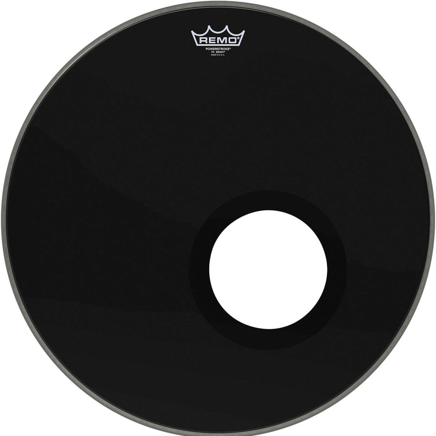 Drums Remo | Remo Ebony Powerstroke 3 Resonant Bass Drum Head With 5" Port Hole Ebony 20 In.