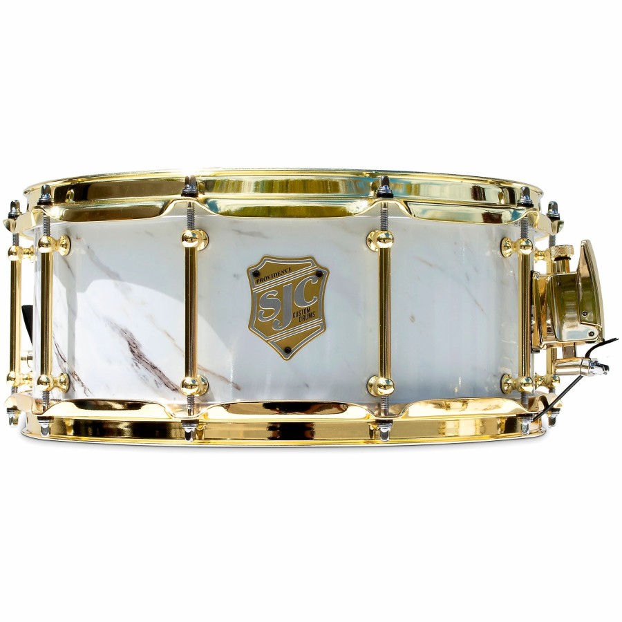 Drums SJC Drums Snare Drums | Sjc Drums Providence Series Snare Drum With Brass Hardware 14 X 6 In. Calcutta White