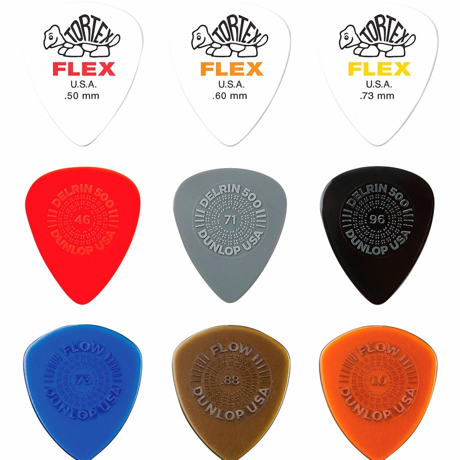 Guitars Dunlop Guitar Picks | Dunlop Variety Flex/Flow/Prime Grip Pick Pack Lt/Md-18