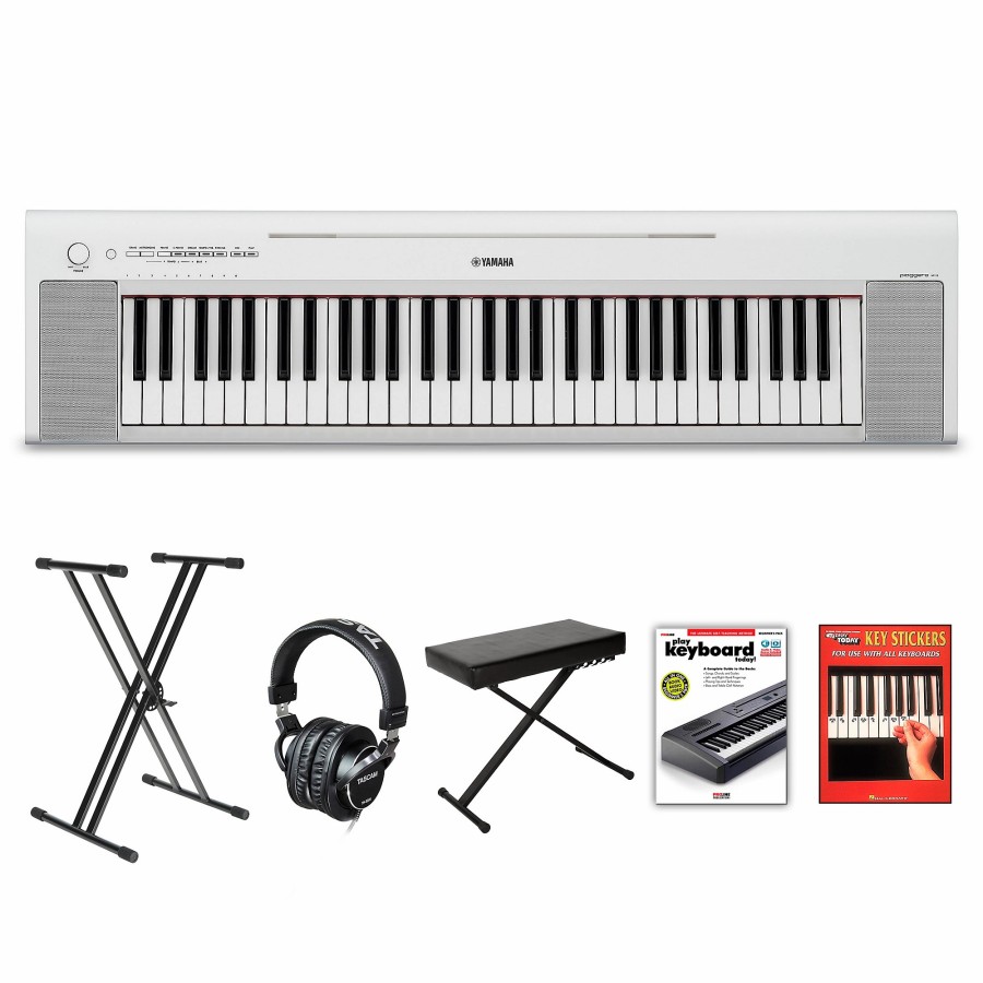 Keyboards & Midi Yamaha | Yamaha Piaggero Np-15 61-Key Portable Keyboard With Power Adapter White Beginner Package